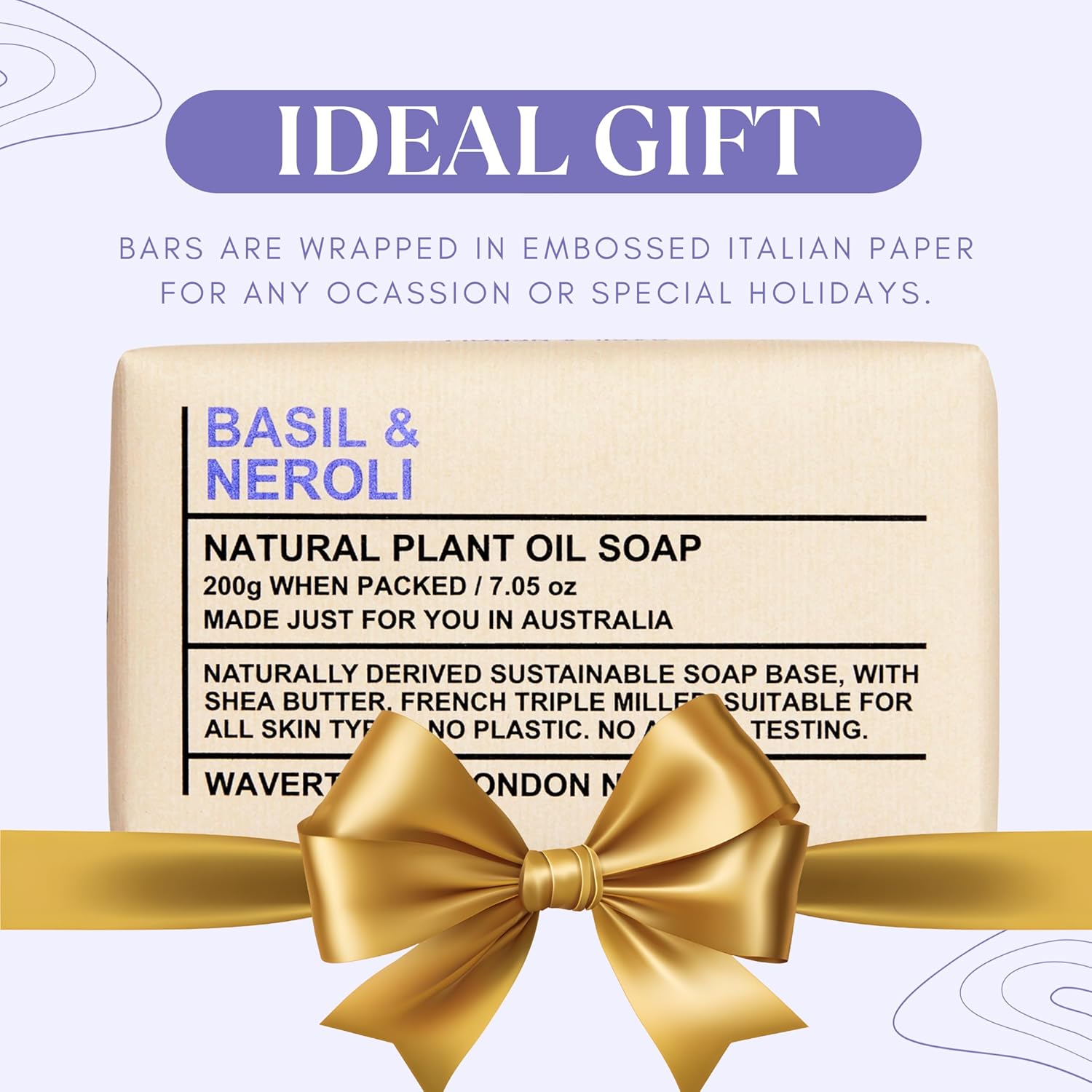 Basil & Neroli - All Natural Soap Bars (2 Bars, 7 Oz)
