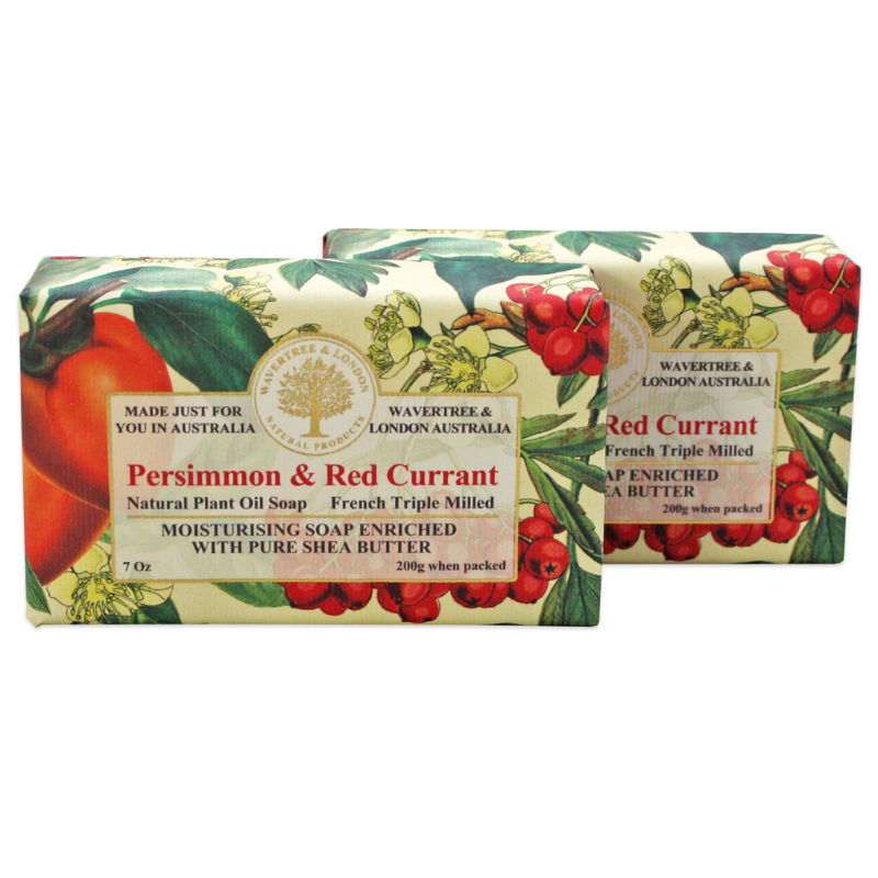 Wavertree & London Premium Quality Persimmon Red Currant Soap Bar (2 Bars) - Australian Natural Soap