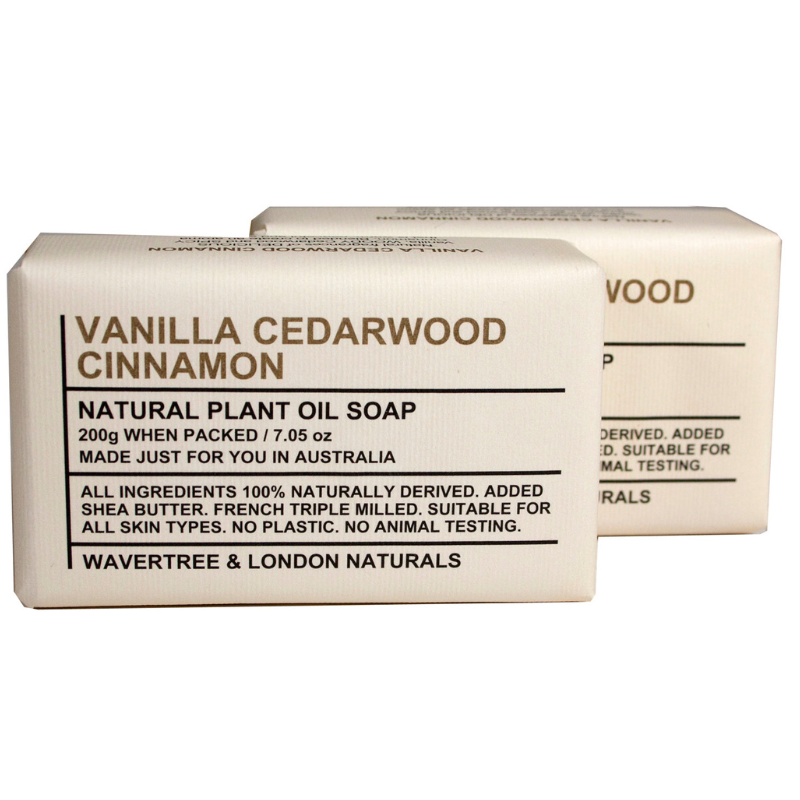 Wavertree & London Vanilla Cedarwood Triple Milled 7oz. soap bars (2) - Australian Natural Soap