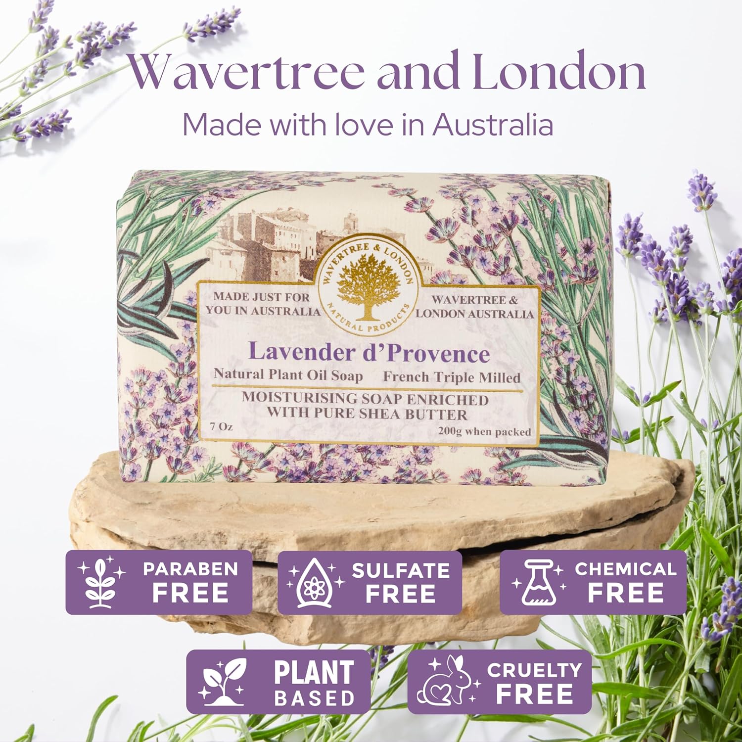 Lavender scented floral soap bar