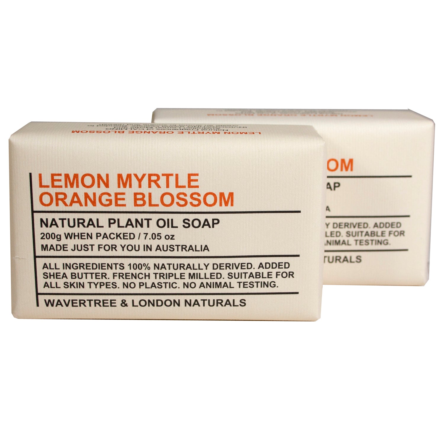 Wavertree & London Lemon Myrtle & Orange Blossom Triple Milled 7oz. soap bars (2) - Australian Natural Soap