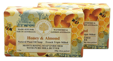 Wavertree & London Honey Almond Moisturizing Soap Bar (2 Bars) - Shea Butter Enriched