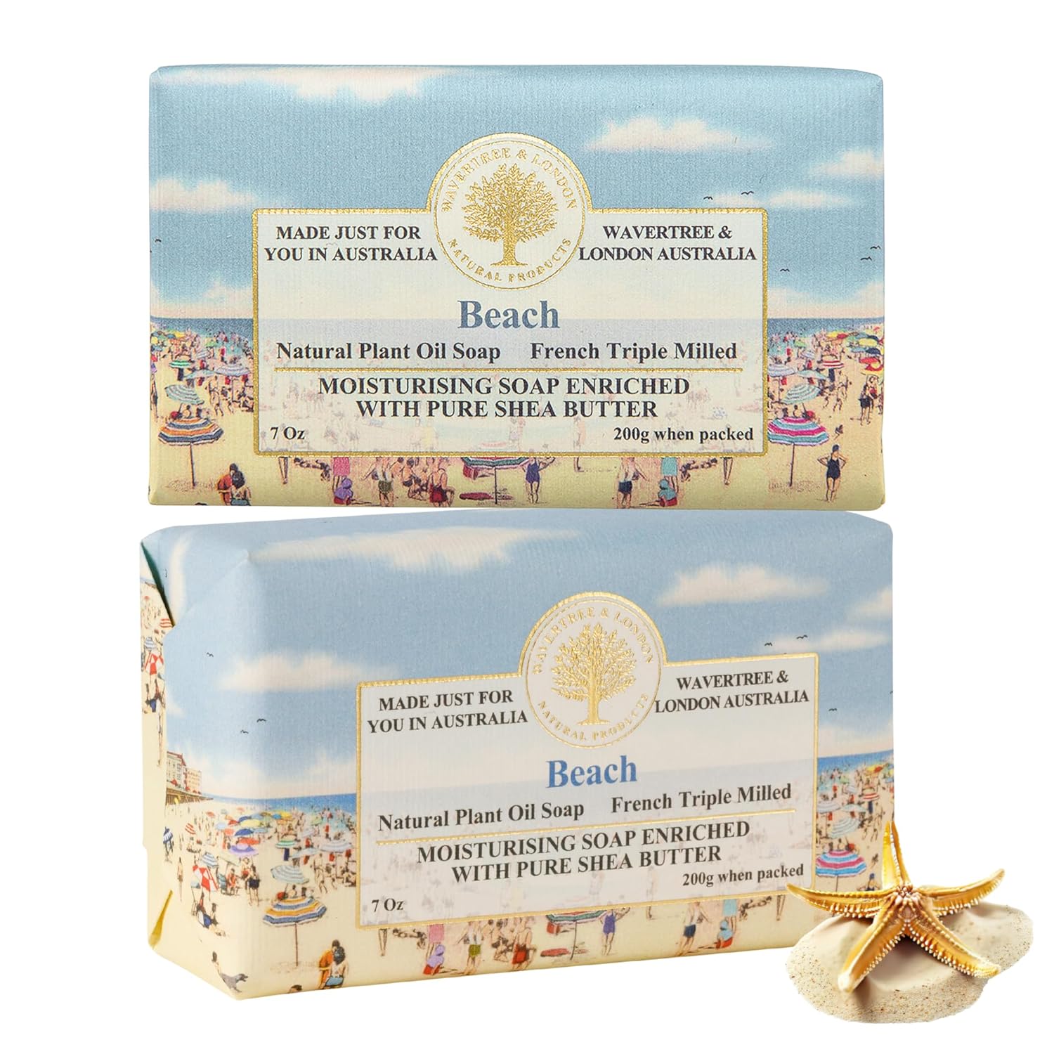 Wavertree and london Beach Scented Natural Soap Bar pack
