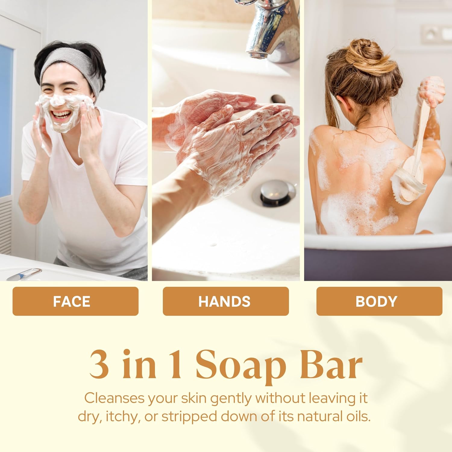 honey and almond soap bar for face, hands, and body