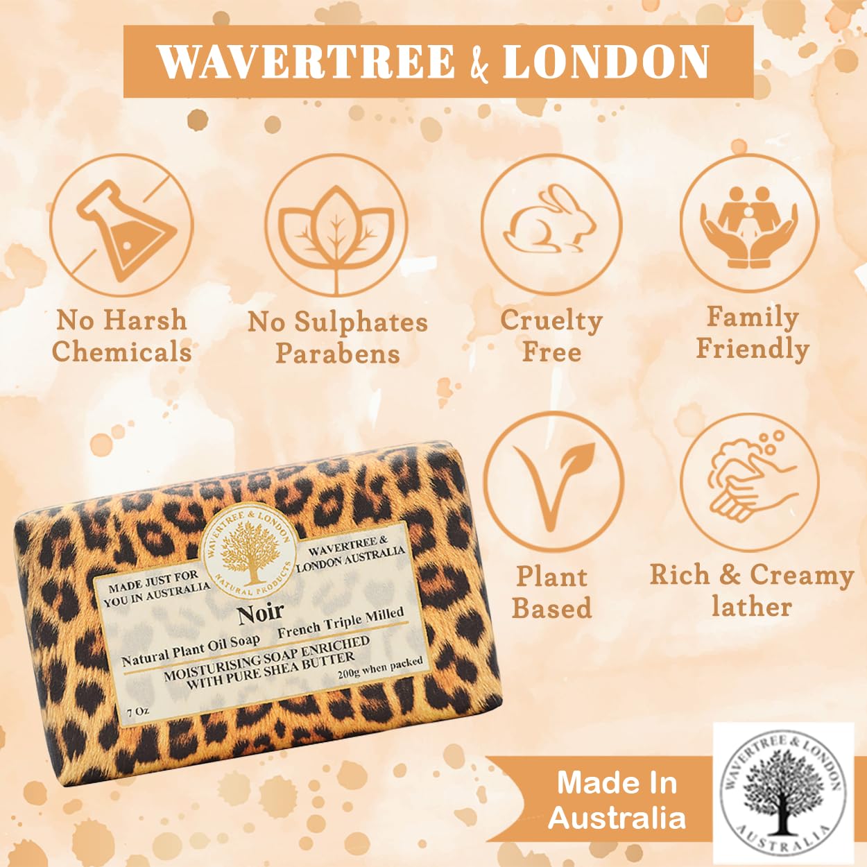 Wavertree & London Noir French-Milled Shea Butter Soap Bars (2 Bars)