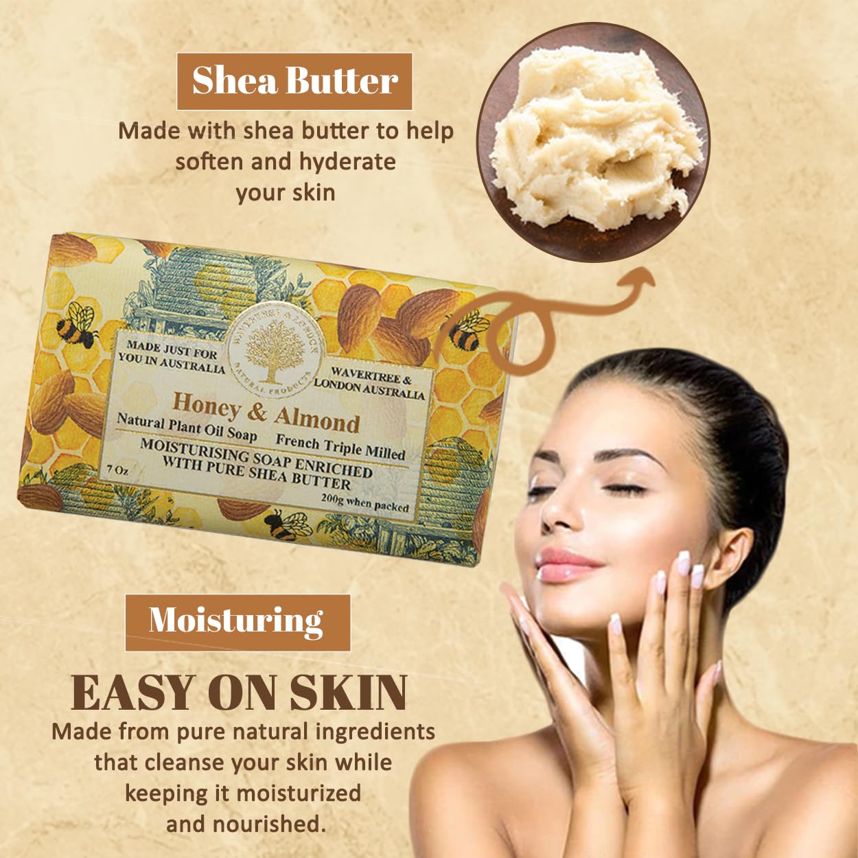 Wavertree & London Honey Almond Moisturizing Soap Bar (2 Bars)