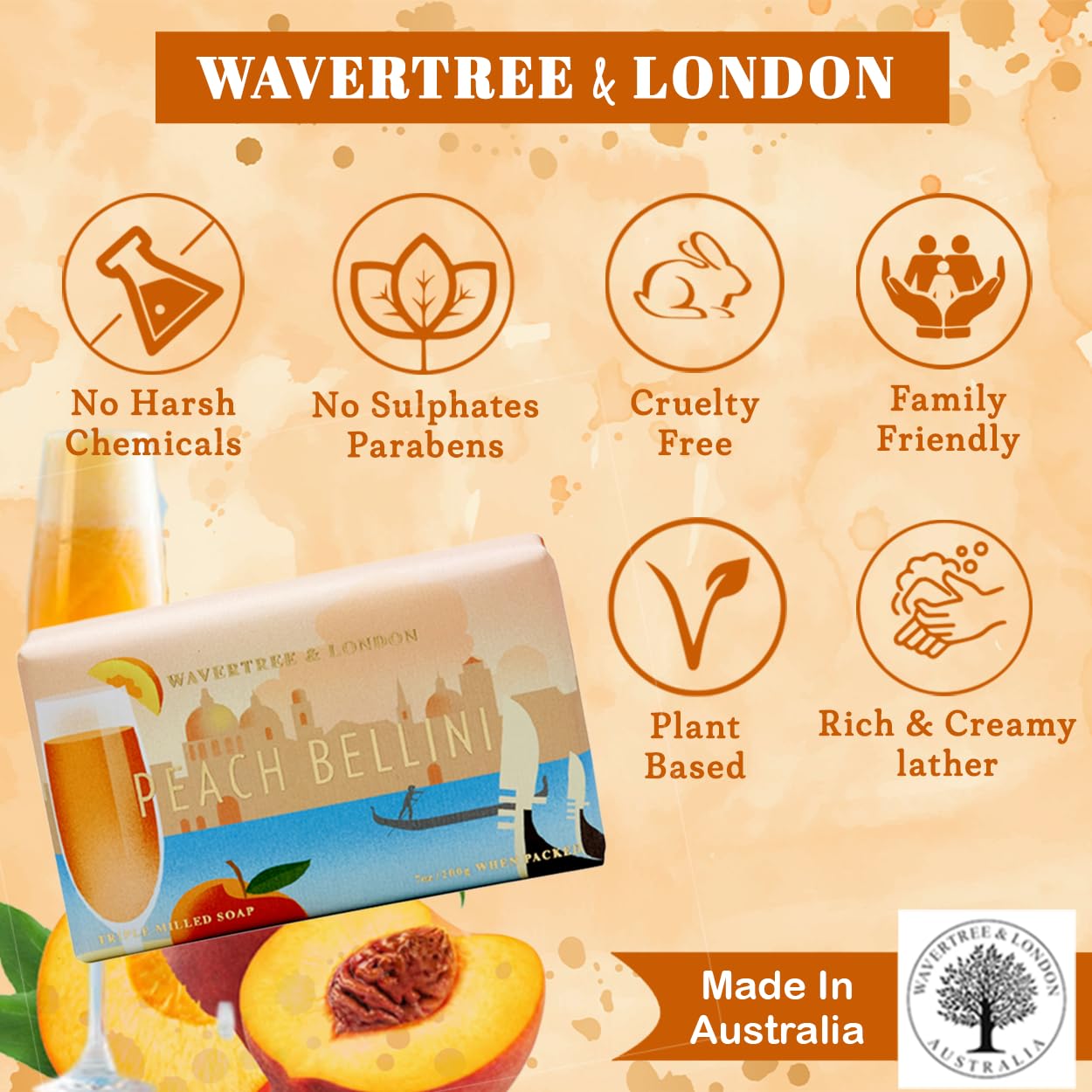 Wavertree & London Peach Bellini Soap ( 2 Bars)