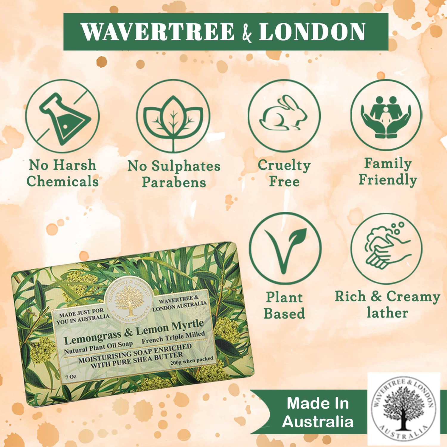 Wavertree & London Lemongrass and Myrtle Soap Bar (2 Bars)