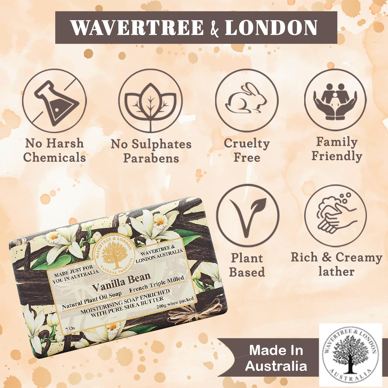 Wavertree & London Vanilla Bean Soap Bars (2 Bars)