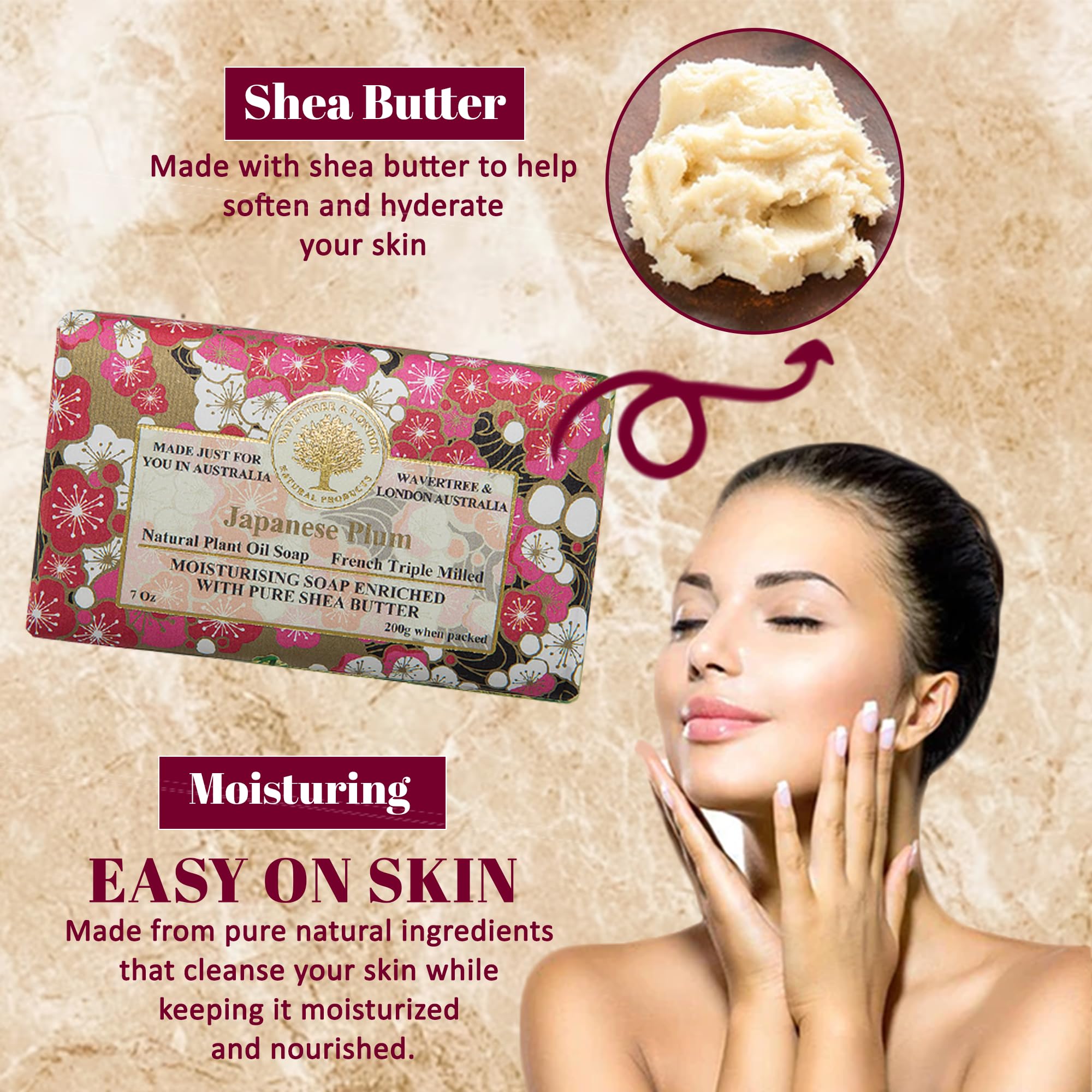 Wavertree & London Japanese Plum Shea Butter Soap Bars - Hydrating and Nourishing Skincare