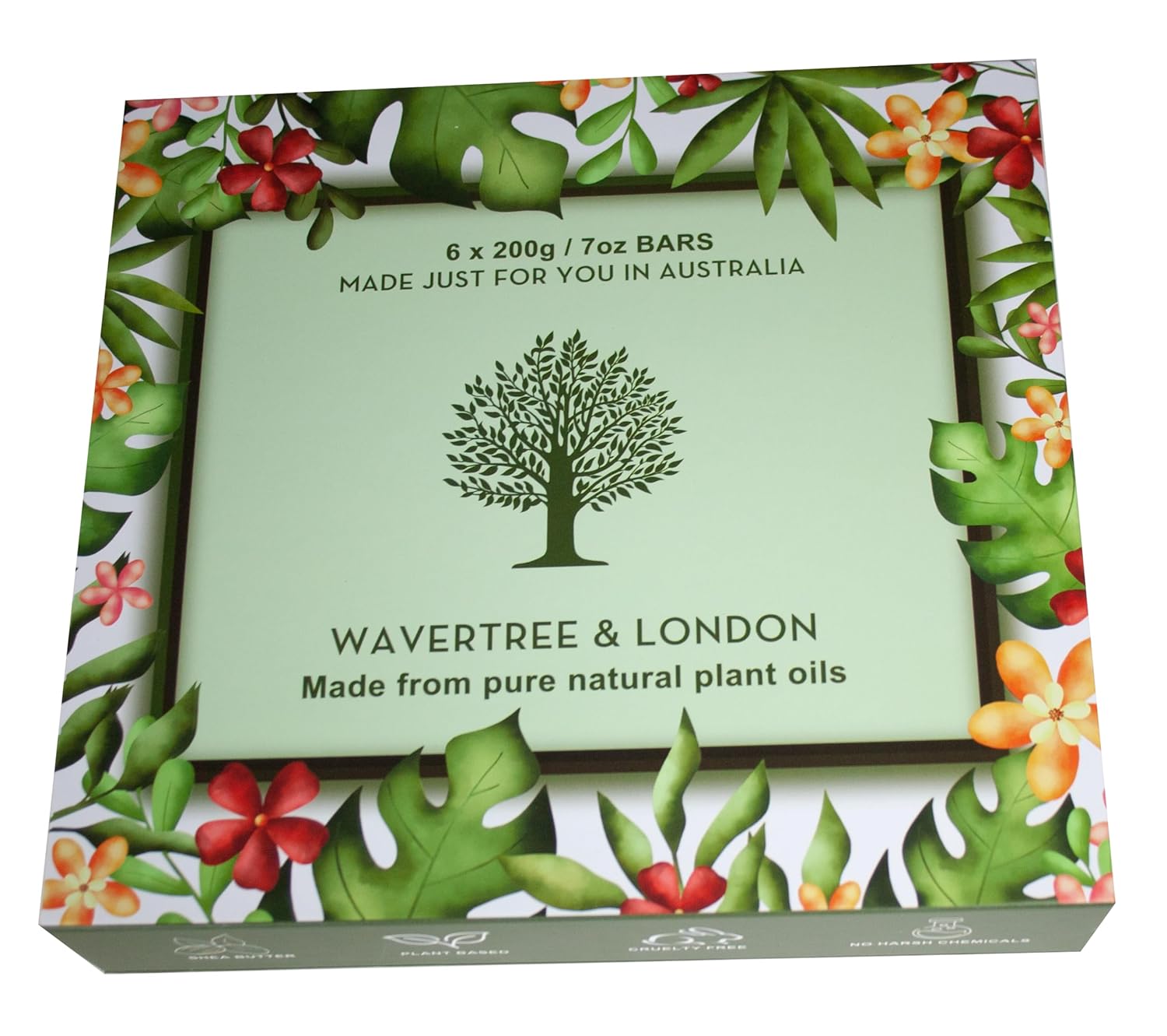 Natural Soap Bars Gift Set (Set of 6) – Floral, Citrus, & Ocean Scents – Assorted Bar Soap Gift Box for Women & Men