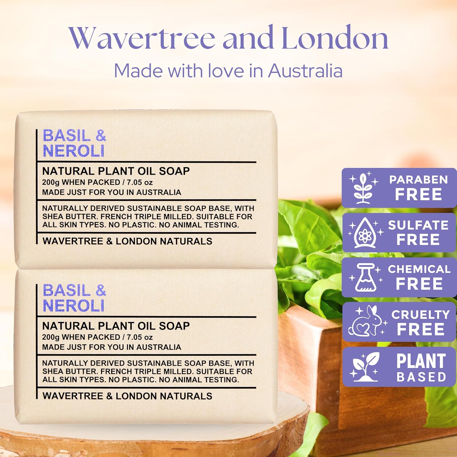 Basil & Neroli - All Natural Soap Bars (2 Bars, 7 Oz) – Australian