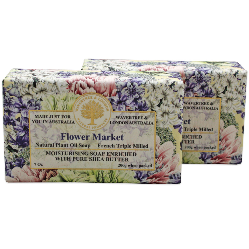 Wavertree & London Flower Market Shea Butter Soap Bars (2 Bars) - Australian Natural Soap