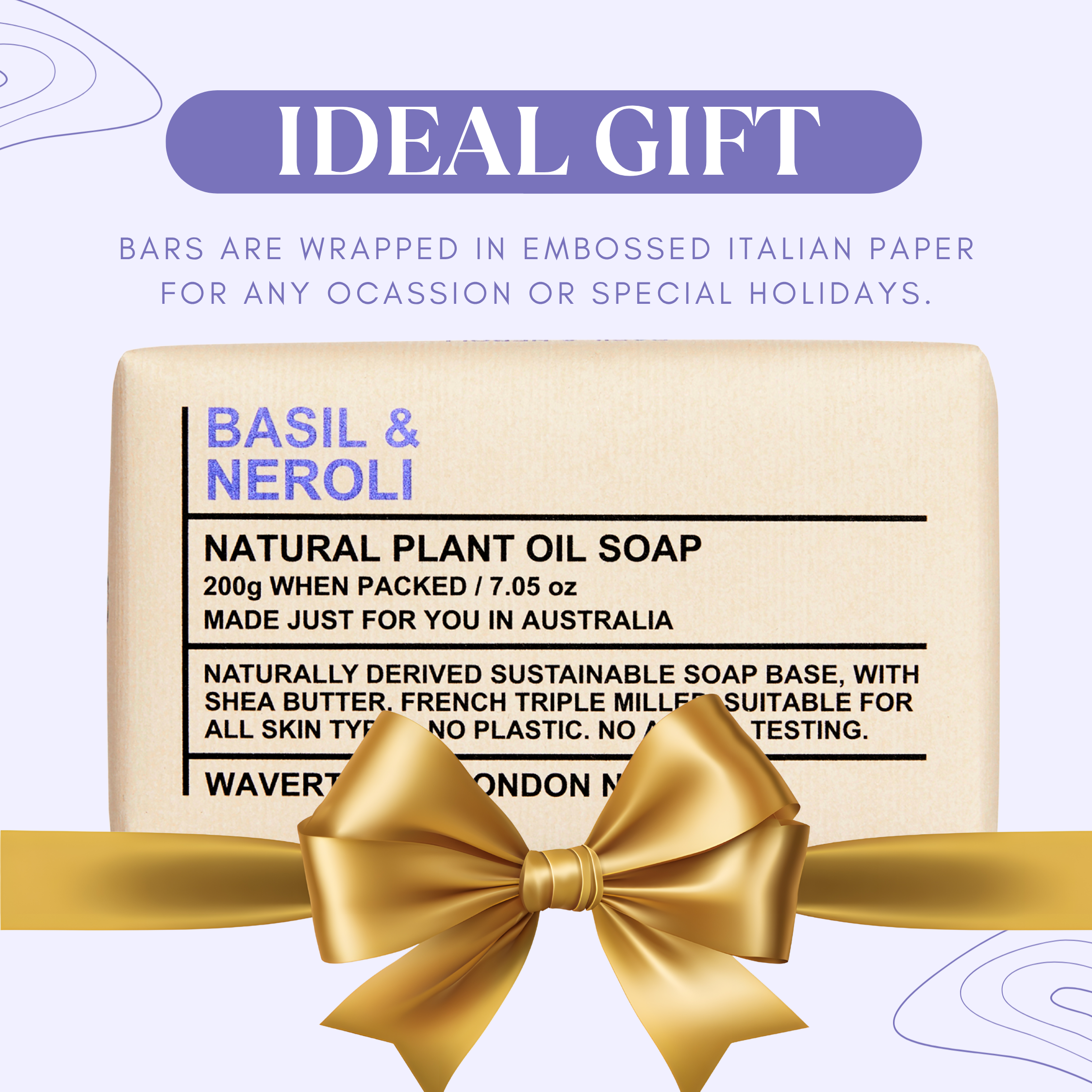 Basil & Neroli - All Natural Soap Bars (2 Bars, 7 Oz)