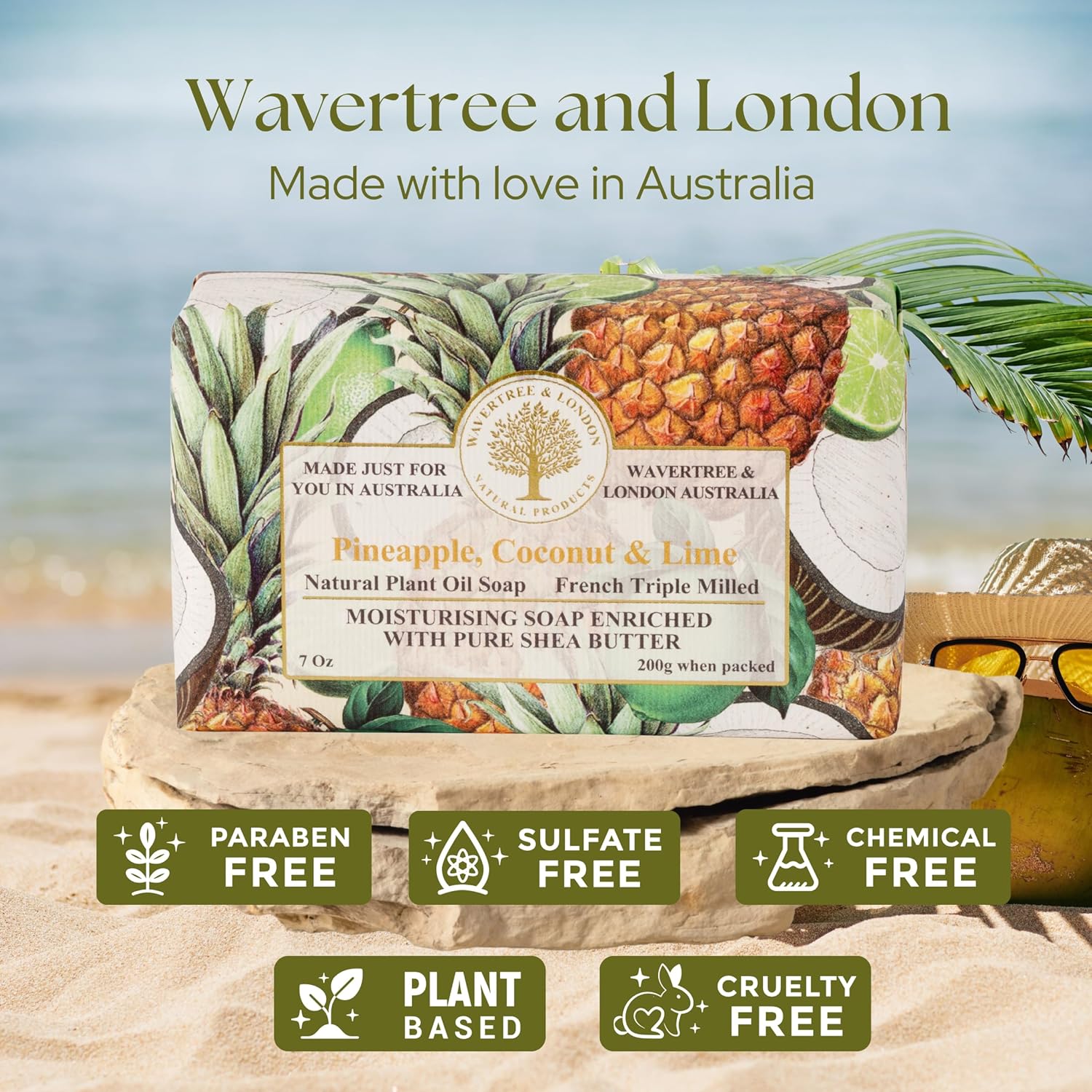 Pineapple coconut and lime australian made natural soap bar