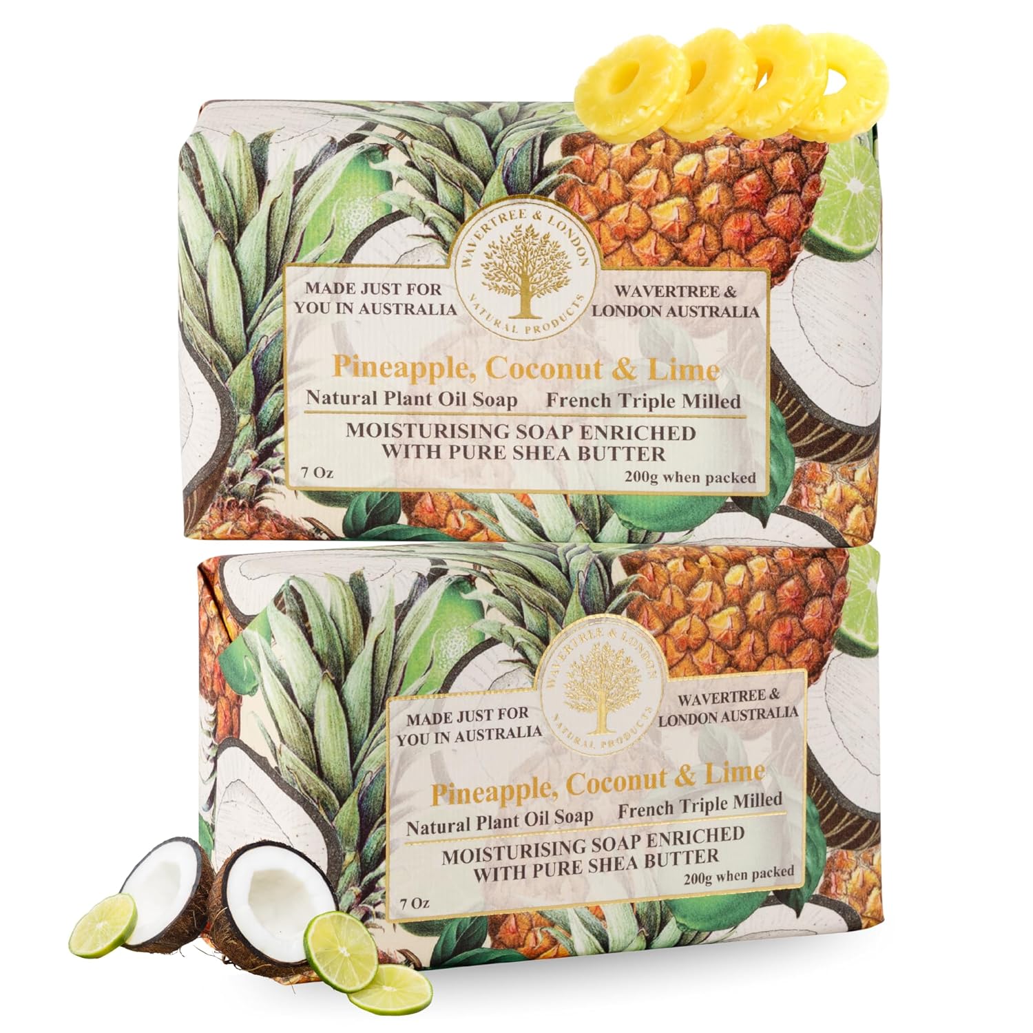 Pineapple coconut and lime fruity scented  natural soap bar