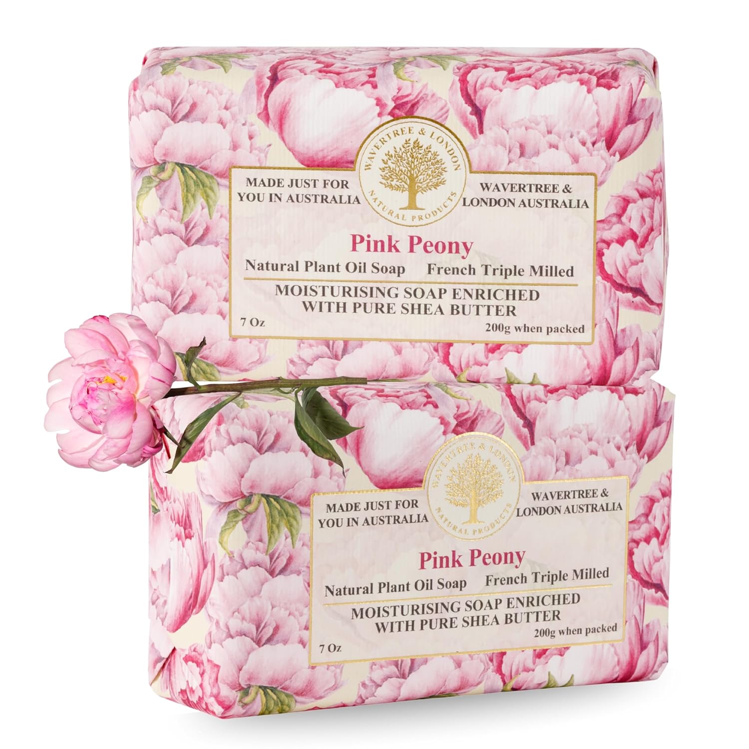 Pink peony scented soap bar (Pack of 2)