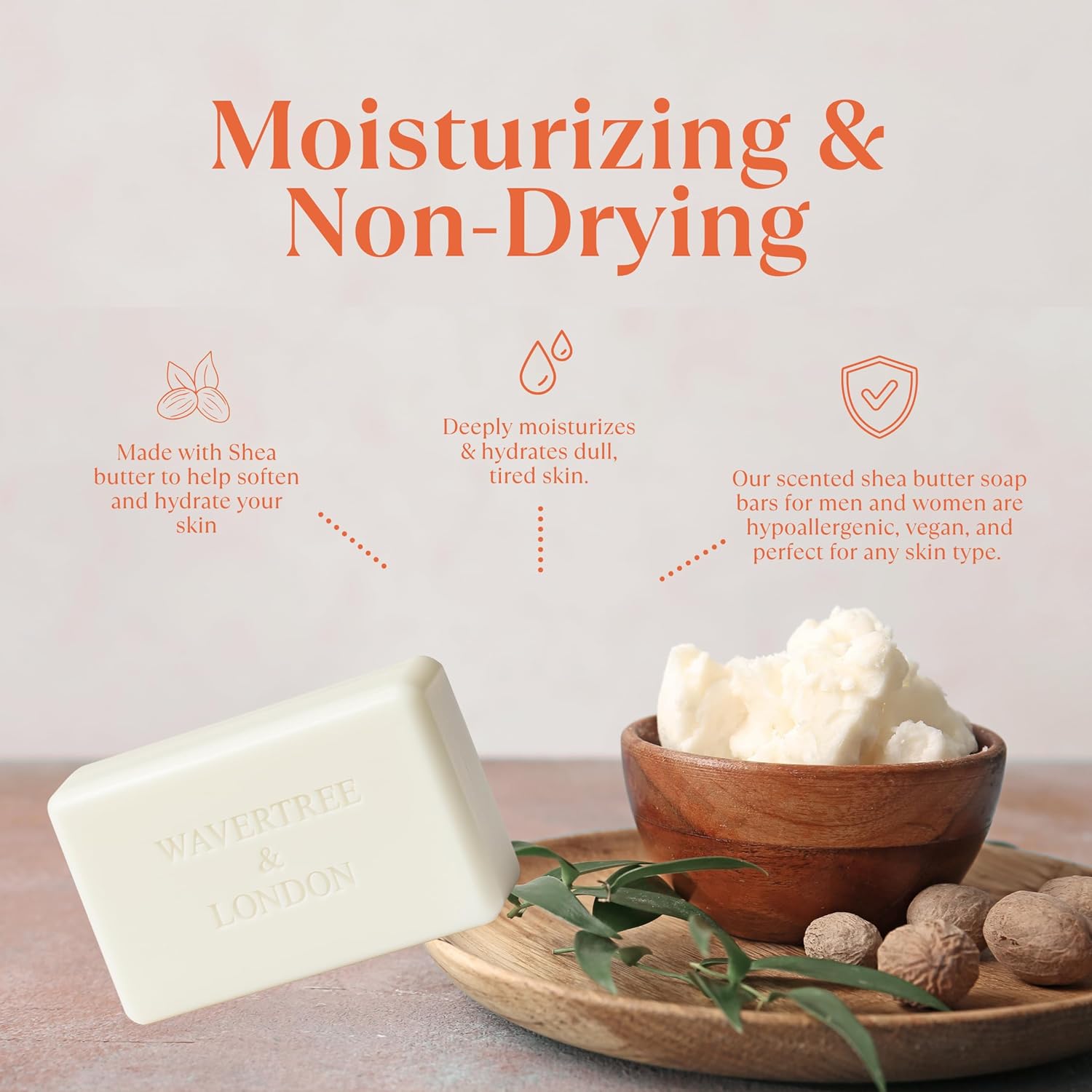 Shea butter moisturizing and non-drying soap bars