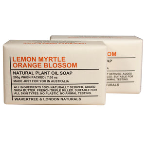 Wavertree & London Lemon Myrtle & Orange Blossom Triple Milled 7oz. soap bars (2). 100% Naturally derived