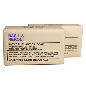 Wavertree & London Basil & Neroli Triple Milled 7oz. soap bars (2). 100% Naturally derived