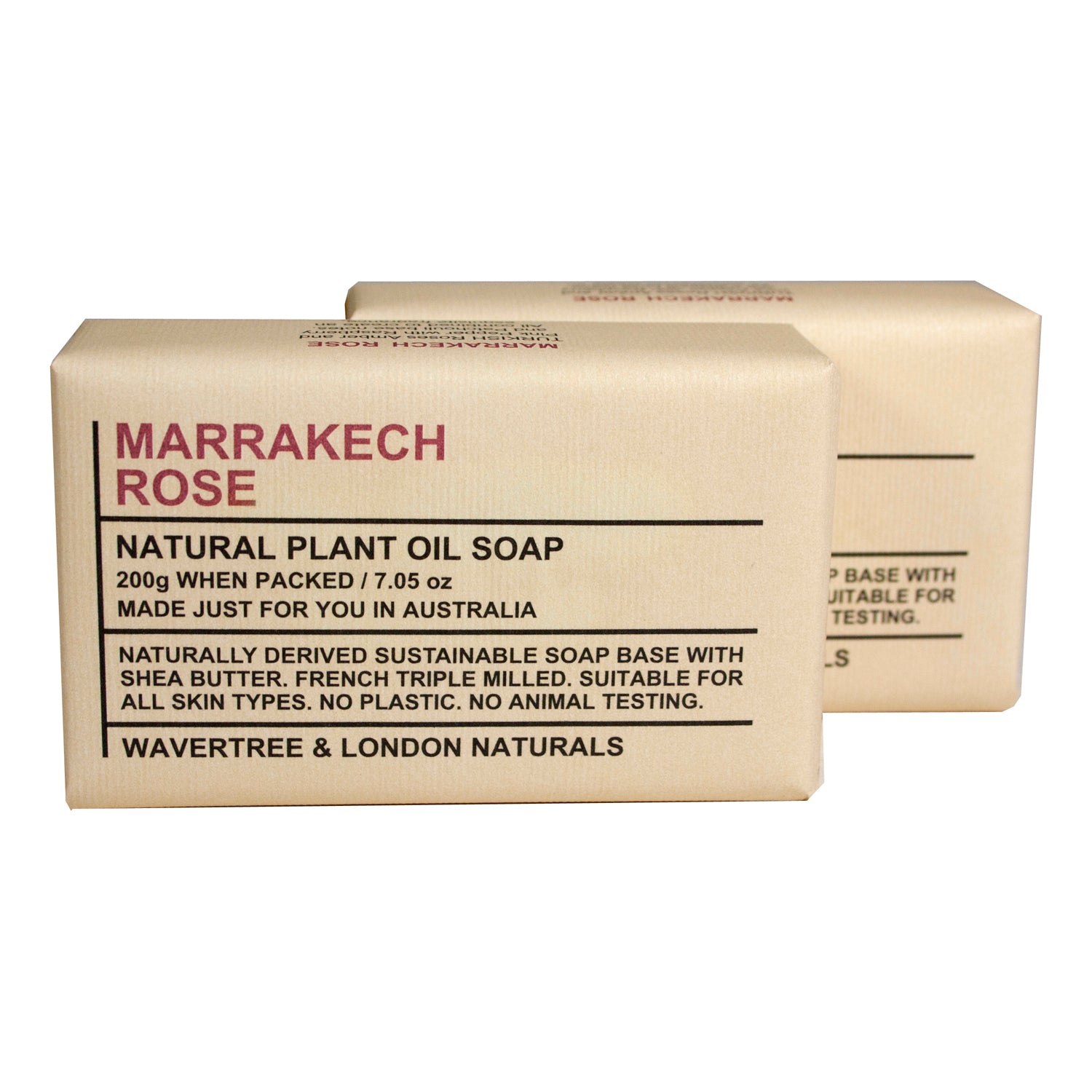 Wavertree & London Marakech Rose Triple Milled 7oz. Soap Bars (2) - Premium Quality, Made in Australia
