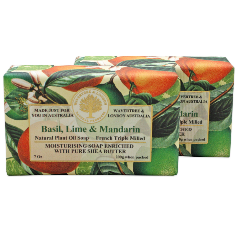 Wavertree & London Basil Lime and Mandarin Soap Bar 7 Ounces (2 Bars) - Australian Natural Soap