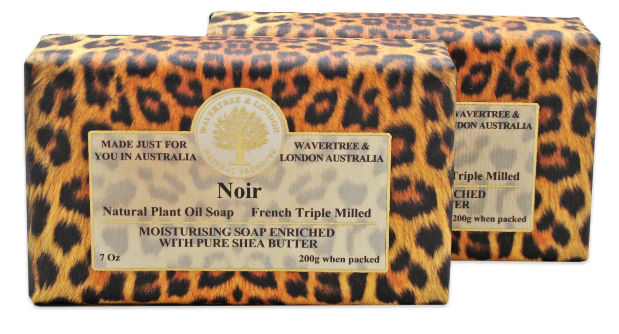 Wavertree & London Noir (2 Bars), 7oz Moisturizing Natural Soap Bar, French -Milled and enriched with Shea Butter