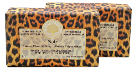 Wavertree & London Noir French-Milled Shea Butter Soap Bars - Long-Lasting Moisture for Softer, Smoother Skin
