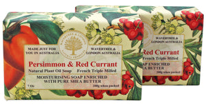Wavertree & London Persimmon Red Currant (2 Bars), 7oz Moisturizing Natural Soap Bar, French -Milled and enriched with Shea Butter