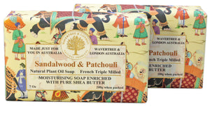 Wavertree & London Sandalwood Patchouli Moisturizing Soap Bar with Shea Butter - French-Milled, 100% Pure Plant Oils, Non-Drying & pH Balanced, Long-Lasting Creamy Lather