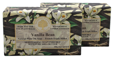 Wavertree & London Vanilla Bean (2 Bars), 7oz Moisturizing Natural Soap Bar, French -Milled and enriched with Shea Butter