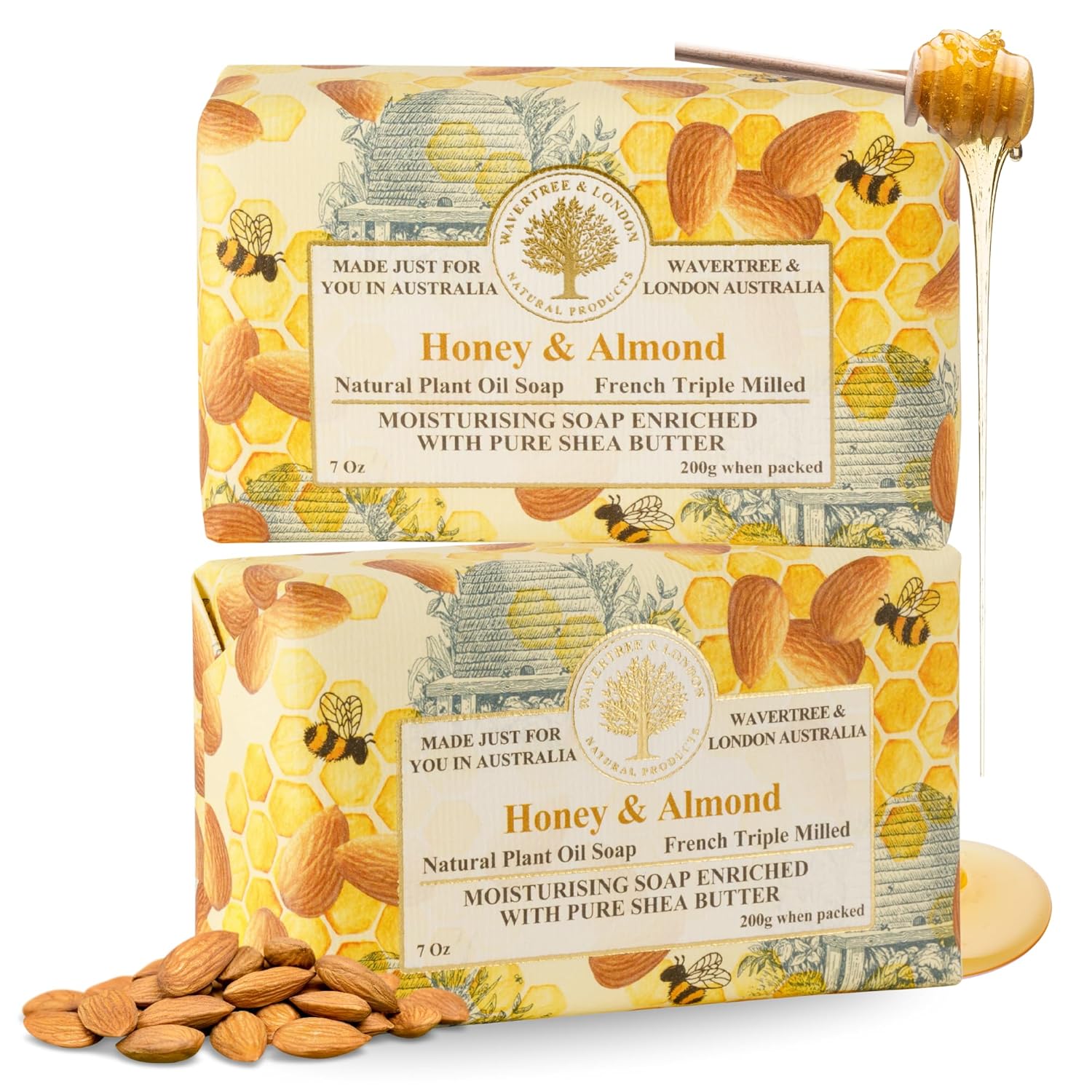 honey and almond natural soap bar pack